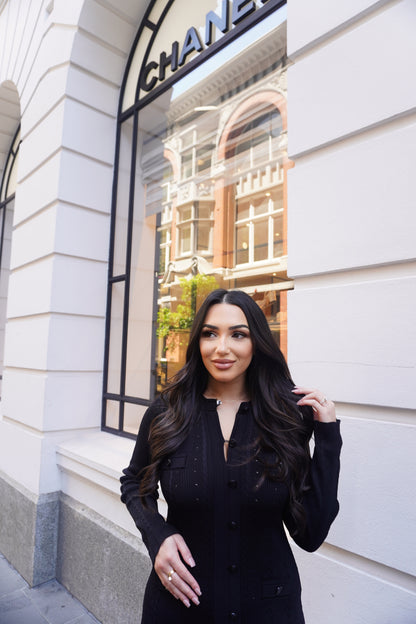 ELEANOR LONG SLEEVES DRESS - BLACK
